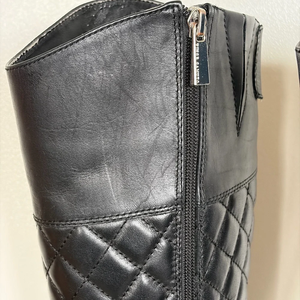 Vince Camuto Black Quilted Leather Riding Boots - Size 6M